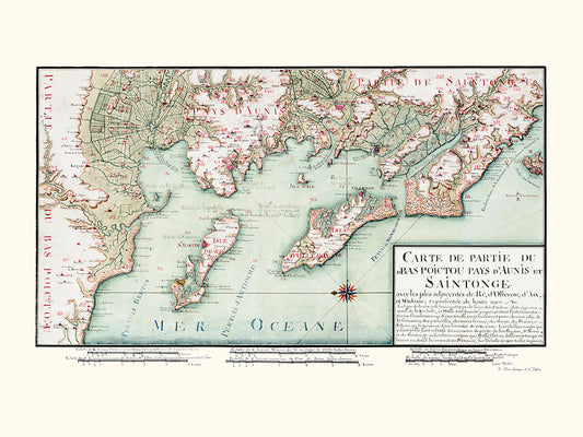 Carte de partie du Bas Poitou, Pays d'Aunis et Saintonge avec les isles adjacentes