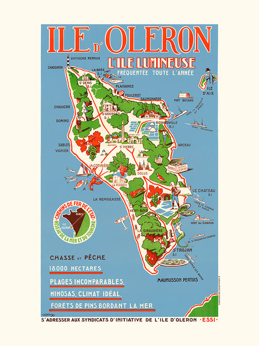 Carte de l'île d'Oleron de Louis Lessieux